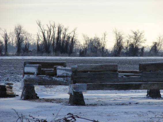 snow log house